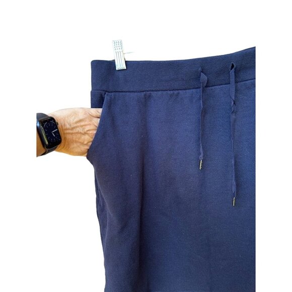 C&C California Womens Skirt XL Navy Knit Drawstring Pull-On Knee Length Pockets - Picture 2 of 4